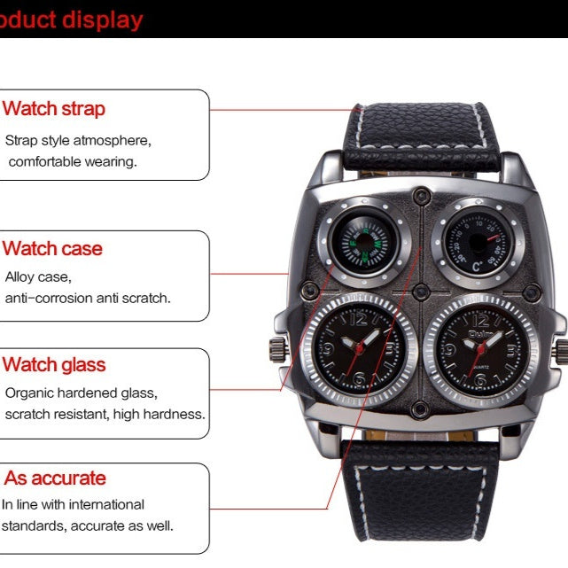Quartz watch for men dial close-up