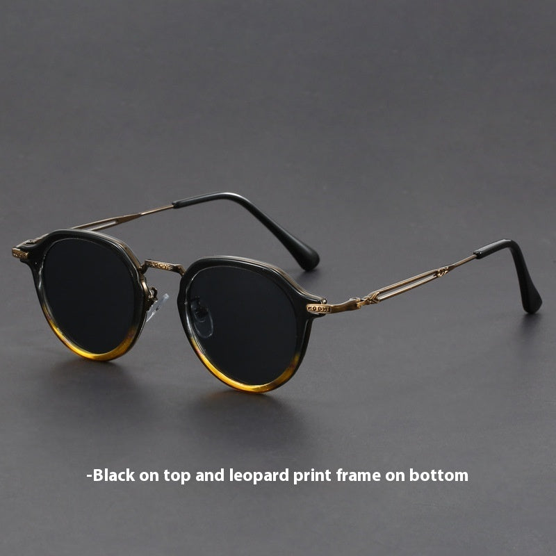 UV circle frame sunglasses lens detail