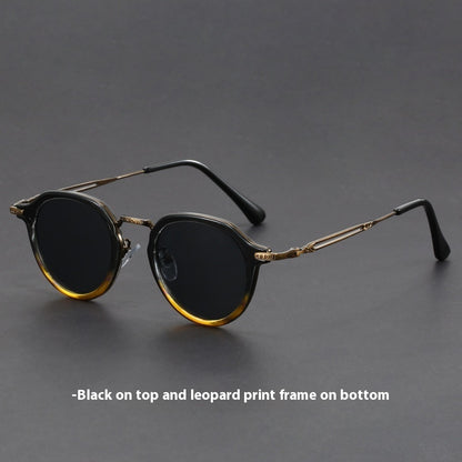 UV circle frame sunglasses lens detail