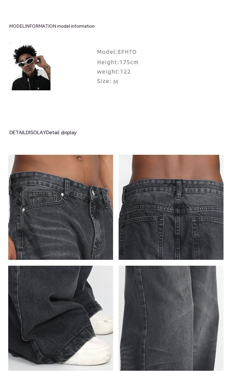 Women's Korean denim trousers close-up