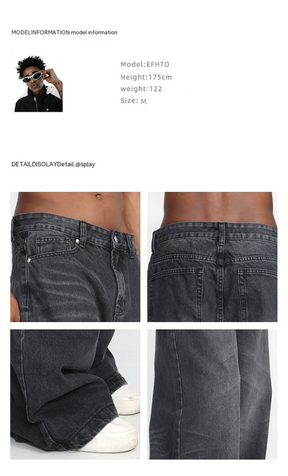 Women's Korean denim trousers close-up