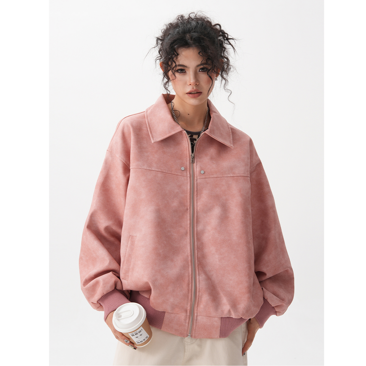 Retro brown Maillard jacket side view