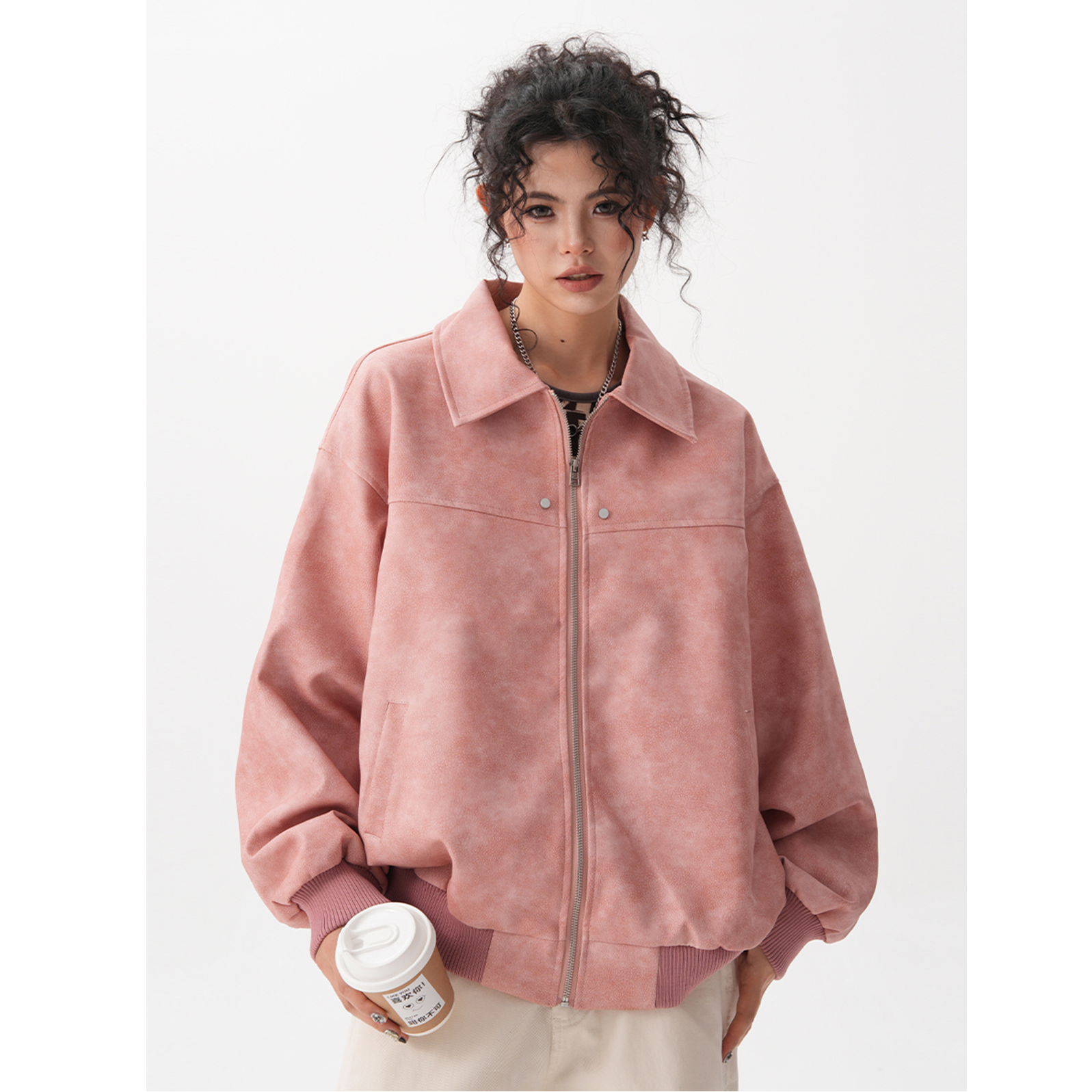 Retro brown Maillard jacket side view