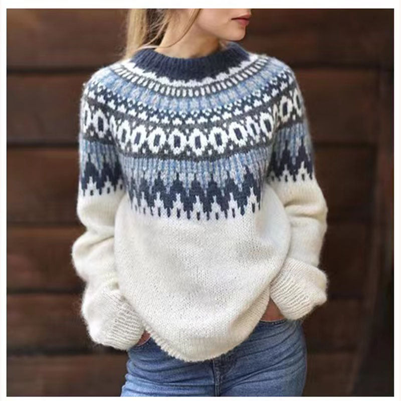Jacquard vintage sweater close-up